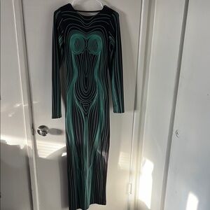 Elegant Black and Green Women's Dress